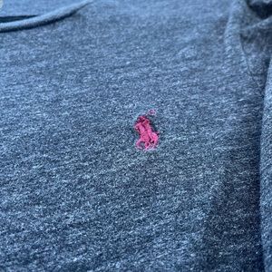 POLO Ralph Lauren Long Sleeve Custom Fit Tee - Charcoal with Maroon Polo Symbol